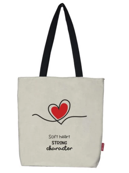Υφασμάτινη τσάντα με φερμουάρ (SOFT HEART)weiss, 37x38cm -Tote Bag, Stofftasche