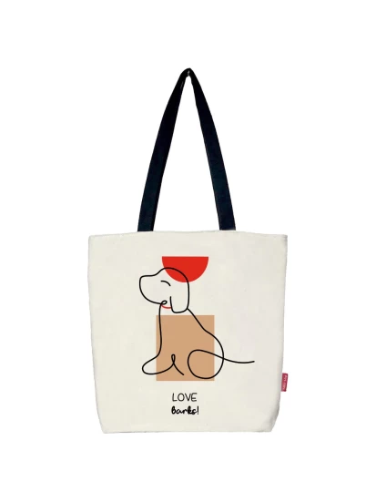 Tote Bag, Stofftasche (LOVE BARKS) weiss, 37 x 38cm