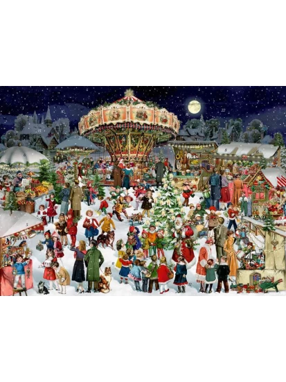  Χριστουγεννιάτικο ημερολόγιο A3-Wand-Adventskalender – Nostalgischer Weihnachtsmarkt 