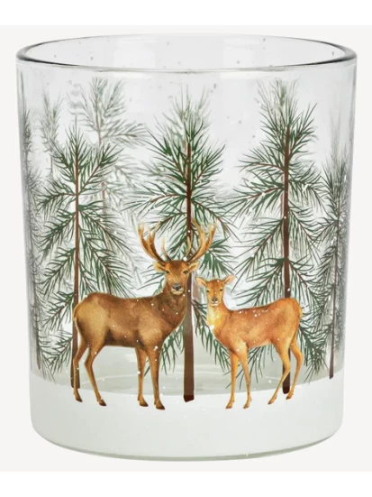 Διακοσμητικό από γυαλί για κερί - Windlicht Hirsch Dekor aus Glas