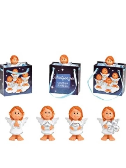 Engel in Geschenktüte aus Poly Weiß