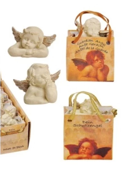 Μικρό λευκό αγγελάκι Engel in weiß aus Poly in Geschenktüte, 5 cm