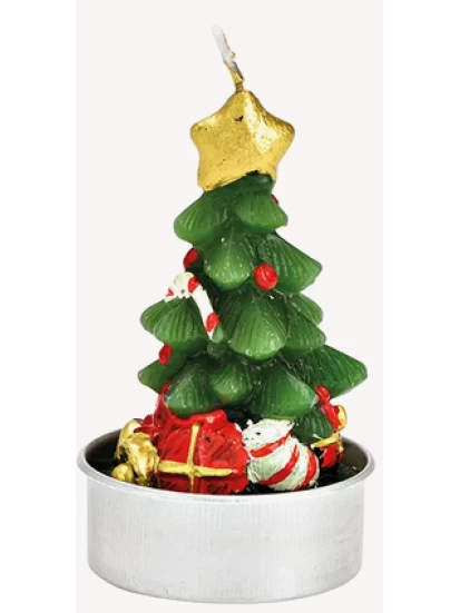Χριστουγεννιάτικα κεριά ρεσώ Teelicht-Set Tannenbaum 4x6x4cm 6-er Set, aus Wachs grün 