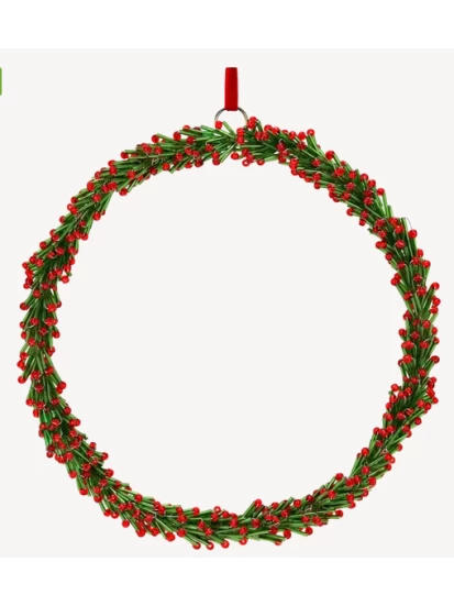 Χριστουγεννιάτικο διακοσμητικό Weihnachtshänger Kranz aus Glas, Grün/Rot