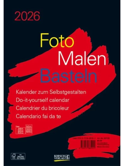 Foto-Malen-Basteln Bastelkalender A4 schwarz 2026