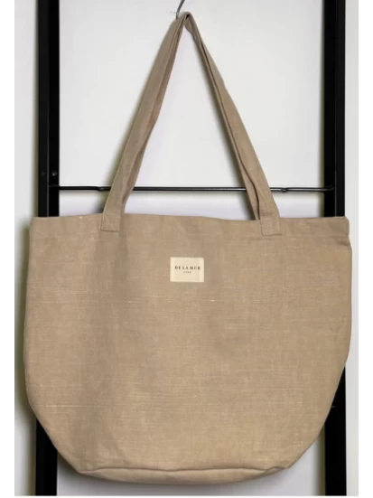 Υφασμάτινη τσάντα DE LA MUR shopper bag μπεζ λινό BOSGLINO3 50 x 39 cm
