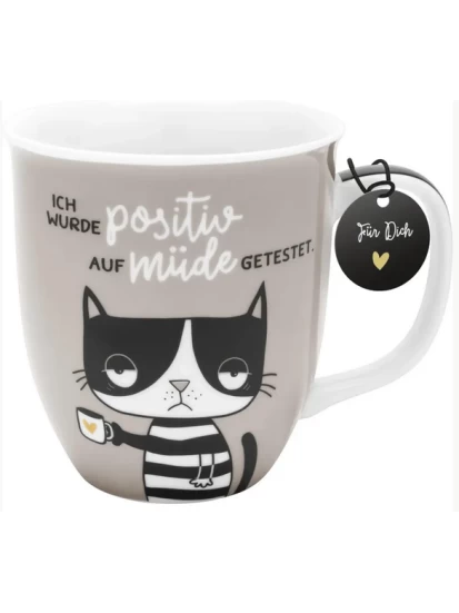 Tasse Positiv auf müde getestet.