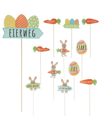 Hinweisschild Wegweiser Eiersuche 12er Set