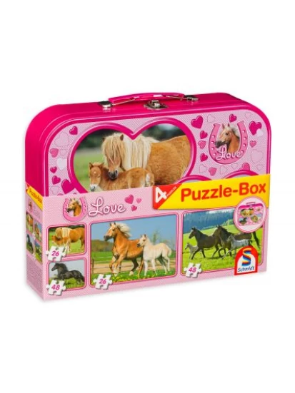 Παζλ  Άλογα - Schmidt  Pferde-Puzzle-Box 2 x 26, 2 x 48 Teile im Metallkoffer