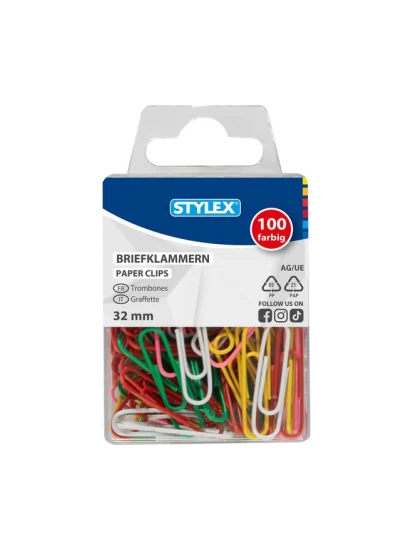 Briefklammern, farbig, 100 Stück