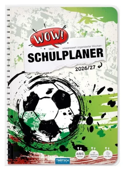 Schulplaner WOW Fußball 26/27 - Hausaufgabenheft 