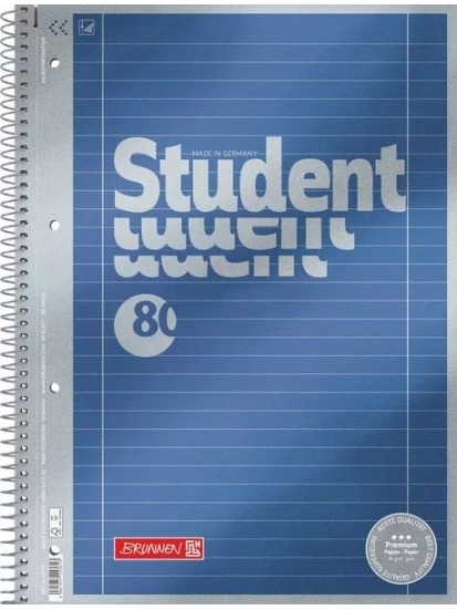 Collegeblock Premium Student | A4, Lineatur 27, 80 Blatt, blau 