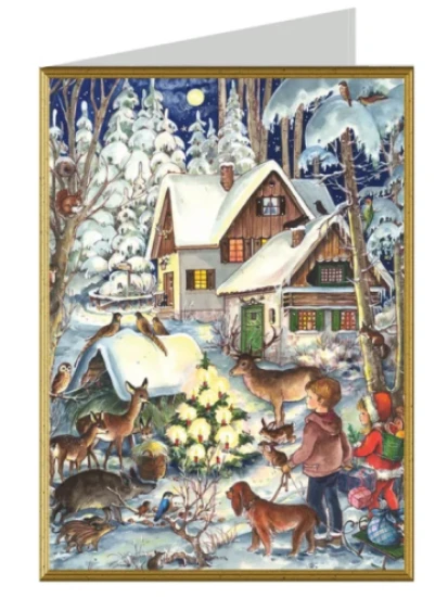 Weihnachtskarte „Winter bei den Tieren“
