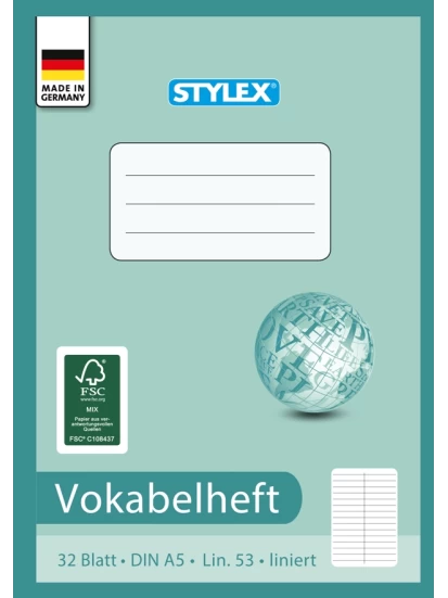 Vokabelheft, DIN A5, 32 Blatt