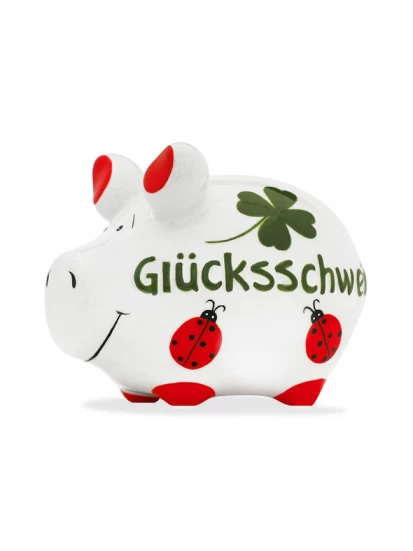 Spardose  Kleinschwein, Glücksschwein, aus Keramik, Art. 100784 (B/H/T) 12,5x9x9 cm