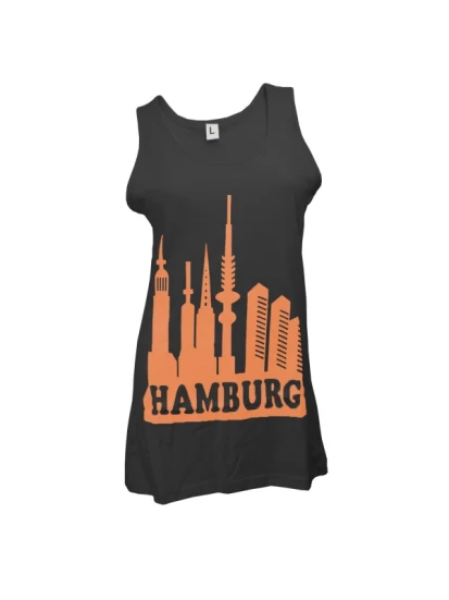 Damen T-Shirt Skyline Hamburg - Γυναικεία αμάνικη βαμβακερή μπλούζα σε διάφορες αποχρώσεις