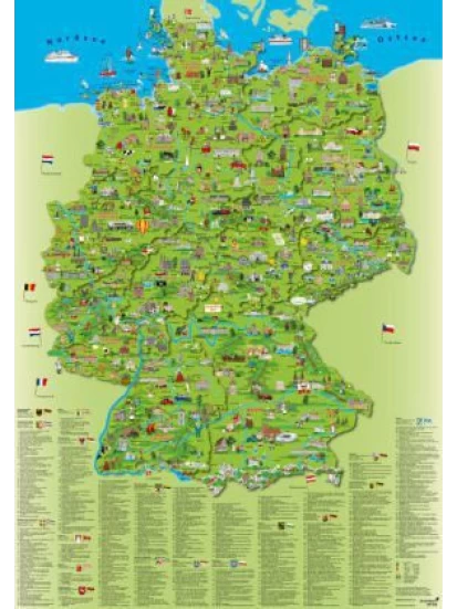 Illustrierte Deutschlandkarte, 70 x 100